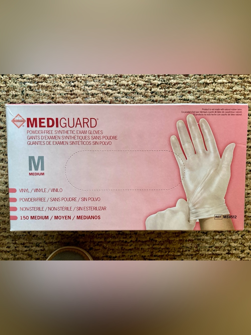 MediGuard Powder-Free Synthetic Exam Gloves - Medium, Pink - 2 boxes (150x2)